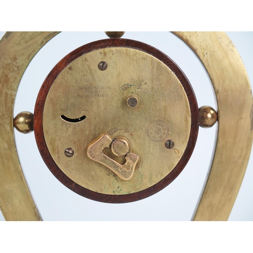 1853 - BAYARD Lucky Horseshoe Clock in a gilt brass and burr wood case, 8 day movement, 17.5cm high. Runnin... 