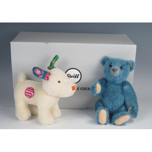 1868 - Steiff Limited Edition Pair - (1) 1908 blue bear replica 403002, (2) Snowdog from The Snowman 664083... 