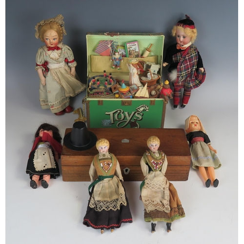 1872 - Collection of Dolls etc. including two earlier ones, Enesco Toy Symphony Musical Box and another box