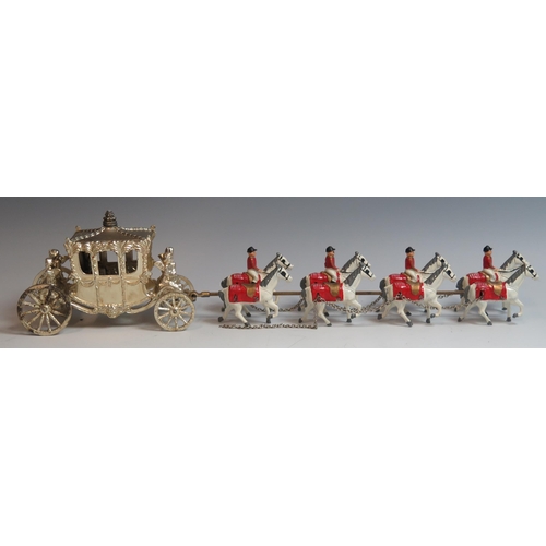 1874 - Lesney Large Coronation Coach in scarce chrome with gold hue colour, Queen Cast Only - coach is exce... 