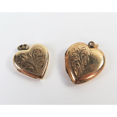 196 - Small Hallmarked 9ct Gold Heart Shaped Locket with chased foliate decoration (17mm wide, 2.8g) and 9... 