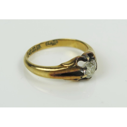 23 - Victorian 18ct Gold and Diamond Solitaire Ring, Chester 1896, H. G. & S. Ltd., size M, 4g