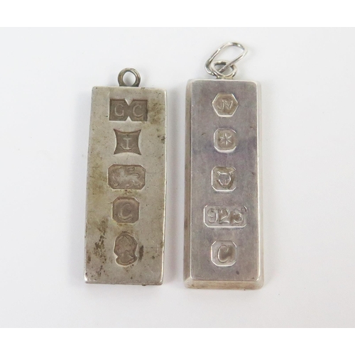 231 - Two Silver Jubilee Ingot Pendants, Birmingham and London  1977, 35.3g