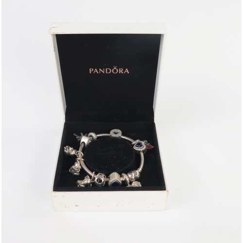 257 - PANDORA Sterling Silver Charm Bracelet, 50.1g