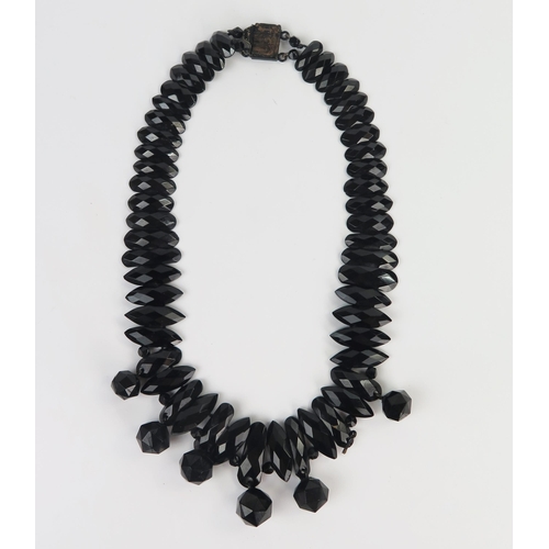 261 - A Jet and Glass Fringe Necklace, c. 17.5