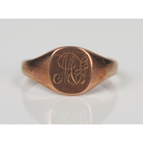 297 - 9ct Gold Signet Ring, size O.5, 2.3g