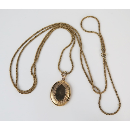 308 - Silver Gilt Locket on chain, 28.1g