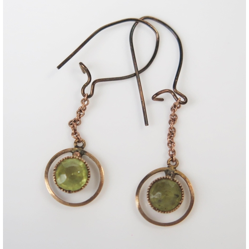 315 - Pair of Antique Peridot Earrings, c.33mm drop