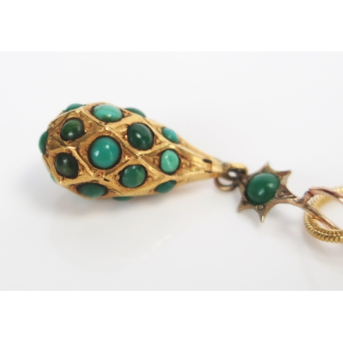 320 - High Carat Gold and Turquoise Pendant on a 14K gold chain, 4.8g