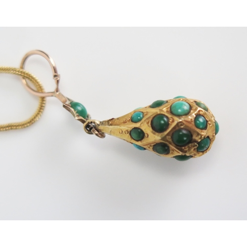 320 - High Carat Gold and Turquoise Pendant on a 14K gold chain, 4.8g