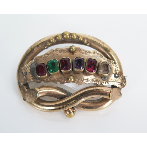 327 - Victorian Pinchbeck Regards Brooch, 44x39mm