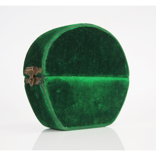 332 - Vintage Green Plush Hinged Bangle Box