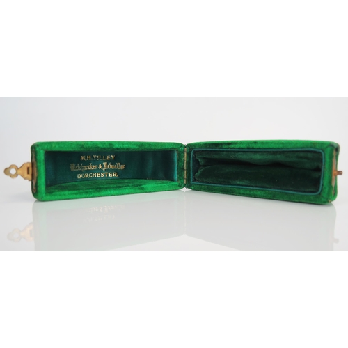 332 - Vintage Green Plush Hinged Bangle Box