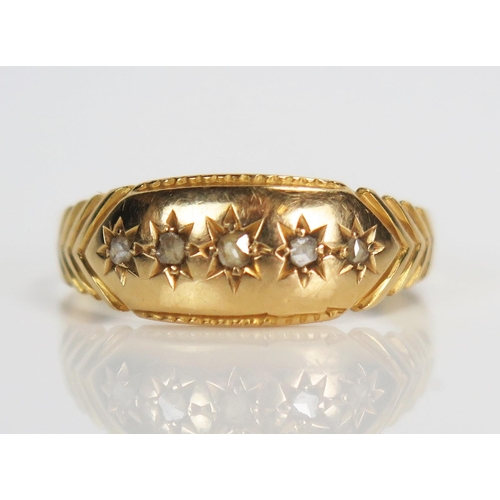 337 - Victorian 18ct Gold and Rose Cut Diamond Ring, Birmingham 1897, S.U, size O.5, 2.2g