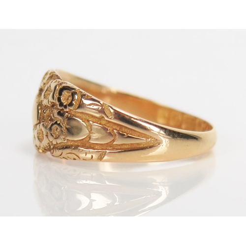 344 - Antique 18ct Gold Keeper Ring, Birmingham 1904, KBSP, size  P, 4.9g