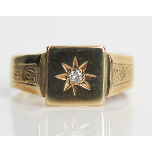 354 - 9ct Gold and Diamond Signet Ring, size Q.75, 4.3g