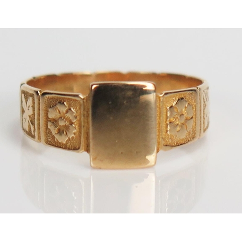 361 - Victorian 18ct Gold Signet Ring with engraved shank, London 1871, size N.5, 2.8g