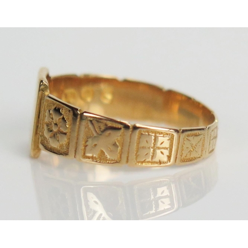 361 - Victorian 18ct Gold Signet Ring with engraved shank, London 1871, size N.5, 2.8g