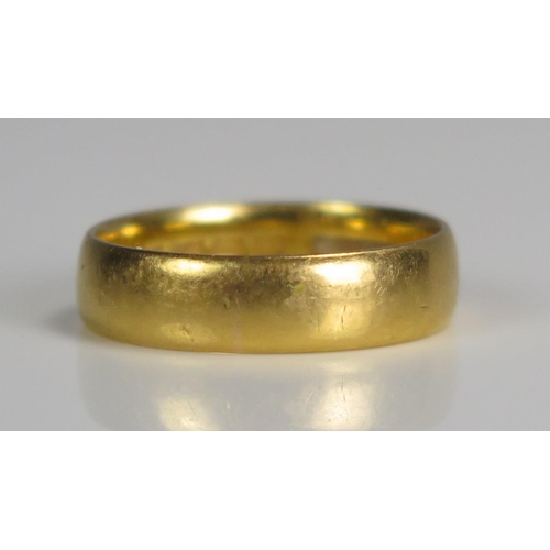 374 - 22ct Gold Wedding Band, c. 4.8mm wide, size K.5, 4.5g