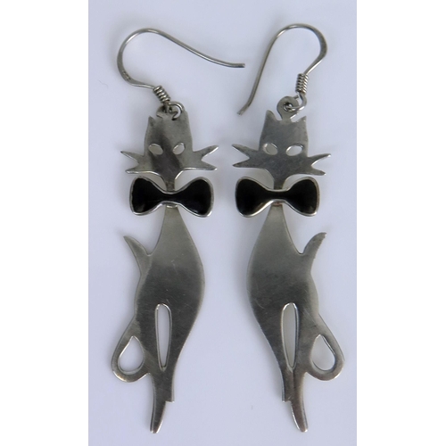 387 - Pair of Silver Cat Earrings