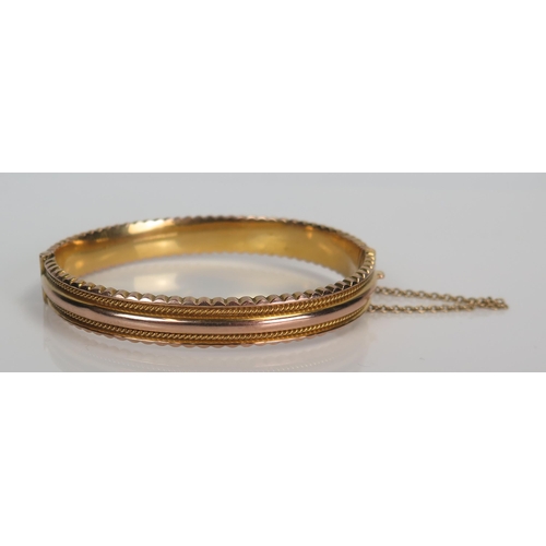 396 - Antique 9ct Gold Hinged Bangle, Birmingham 1916, S&P, 10.4g