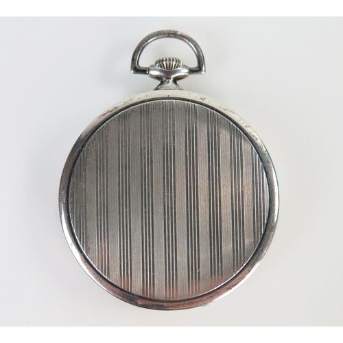 400 - MEDANA Art Deco Silver Cased Open Dial Pocket Watch, 47mm case. Running