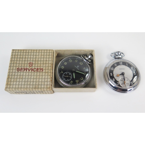 401 - SERVICES Open Dial Pocket Watch (boxed, needs attention) and INGERSOLL open dial pocket watch (runni... 