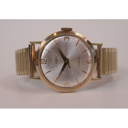 422 - Gent's CHALET 9ct Gold Cased Dress Watch. Running