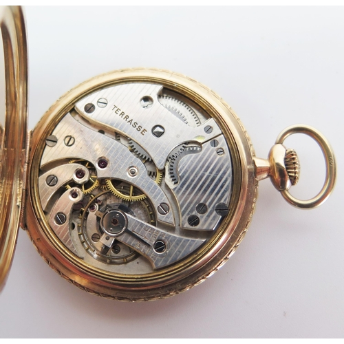 425 - 9ct Gold Cased Open Dial Pocket Watch, 47mm case with 15 jewel movement, 17.42g gold nett. Needs att... 