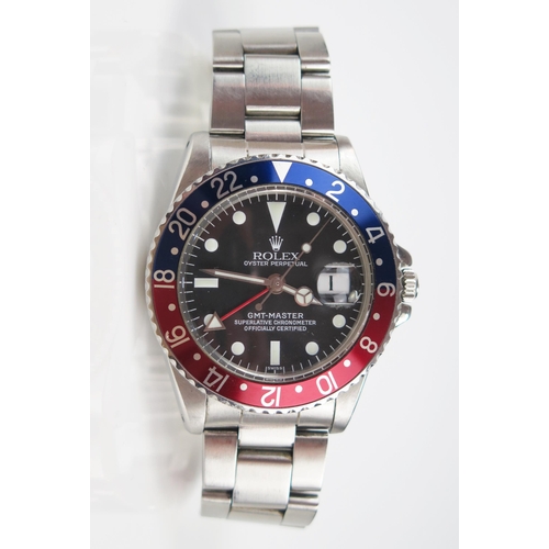 428 - ROLEX Oyster GMT Master Chronometer with Pepsi bezel, Ref: 1675, 40mm case no. 874582, calibre 1560 ... 