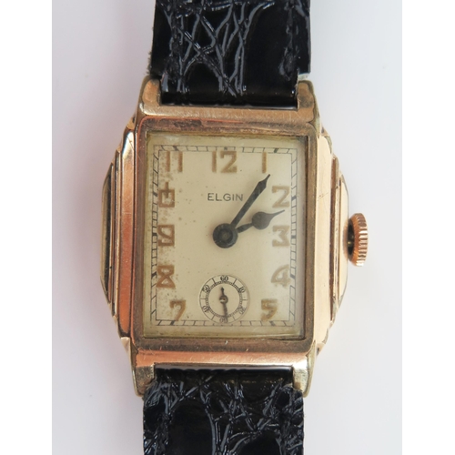 445 - ELGIN 10K Rolled Gold Gent's Manual Wind Wristwatch, movement no. 34455591. Not running