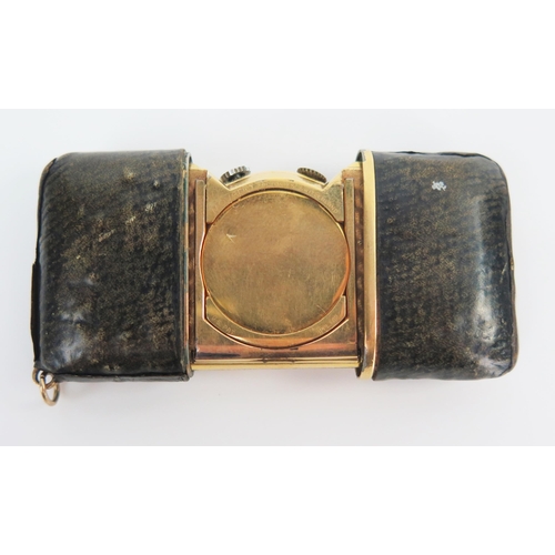 449 - Vintage MOVADO Ermetophon Travel Purse Watch with alarm. Metal Dore case stamped 903 895. Running