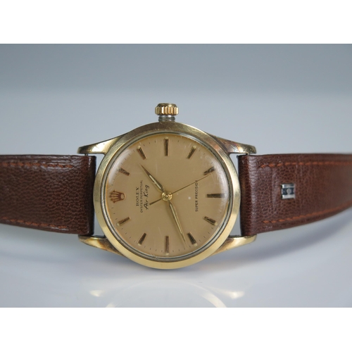 453 - 1960's ROLEX Air King, ref: 5506, 33.5mm 40 micron gold plated,  case number rubbed, but probably 62... 