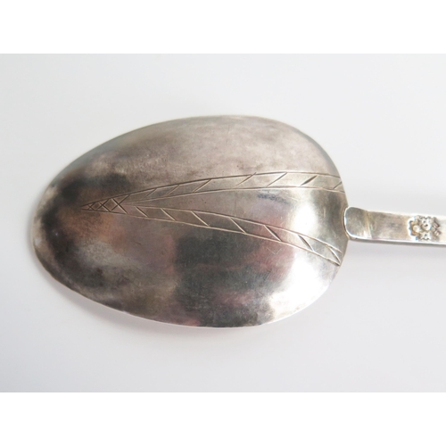 507 - William and Mary Silver Trifid Spoon with engraved rat tail to the back of the bowl, pricked IT EH 1... 