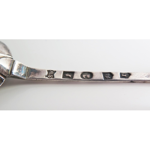 508 - Queen Anne Silver Rat Tail Spoon, the flat stem with exceptional marks and pricked MA 1713, Exeter 1... 