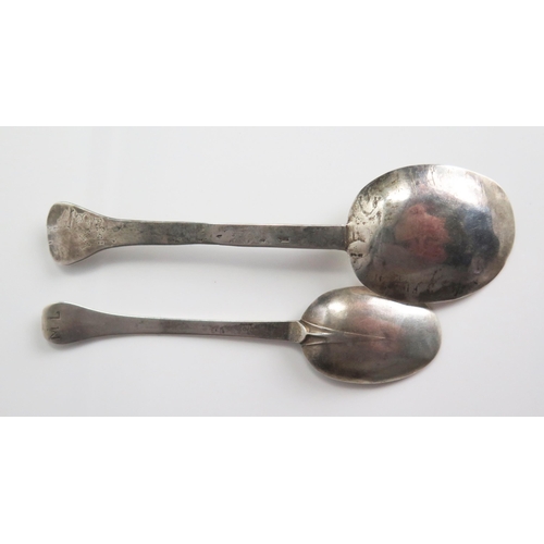 509 - Early Silver Trifid Spoon maker IT with mullet below and in a shield (16.2cm, 26.7g) and child's sil... 