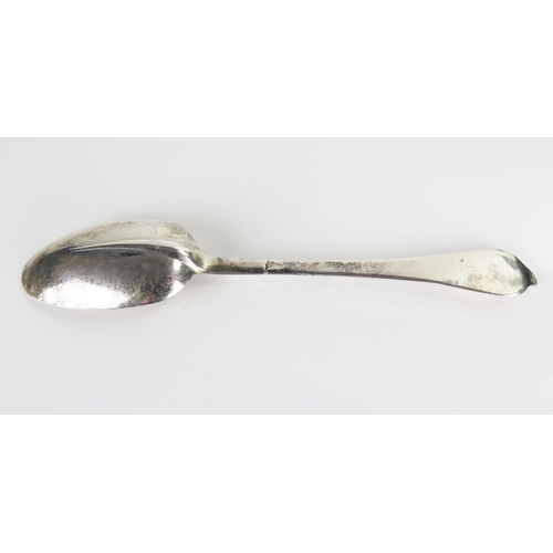 510 - A George II silver dog nose table spoon with rail bowl, engraved crest, maker only AI with crown abo... 