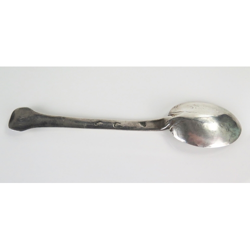 511 - A late 17th Century silver table spoon, rat tail bowl with traces of engraving on bowl back and stem... 