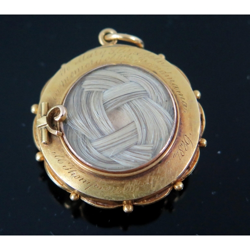 53 - Victorian 15ct Gold and Hardstone Memorial Locket Pendant decorated with a forget-me-not cameo and g... 