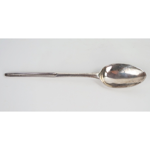 541 - A George II silver marrow spoon, Rat Tail bowl, London 1728, Isaac Ribouleau, 22.7cm, spoon bowl wor... 