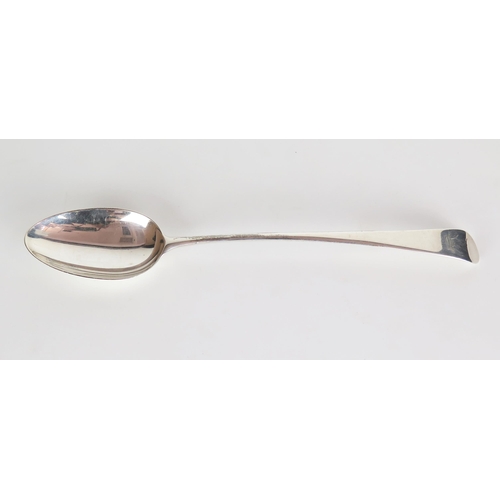 555 - A George III silver basting spoon, Old English Pattern,  engraved with a unicorn crest, London proba... 