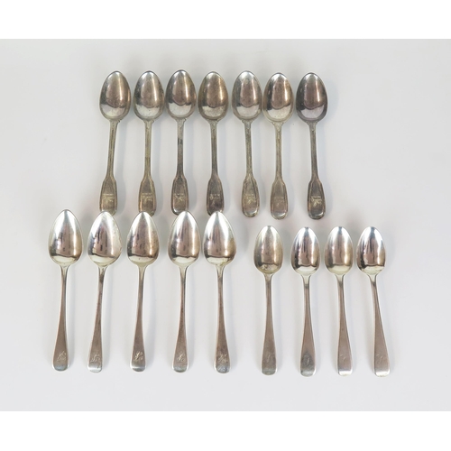 559 - Set of seven Victorian silver teaspoons, Fiddle and Thread Pattern, London George Adams, together wi... 