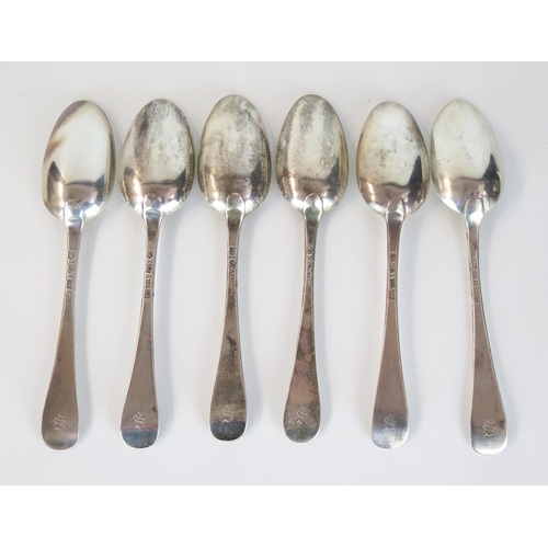 564 - A set of George II silver table spoons, London 1740, makers indistinct, Hanoverian Pattern, engraved... 