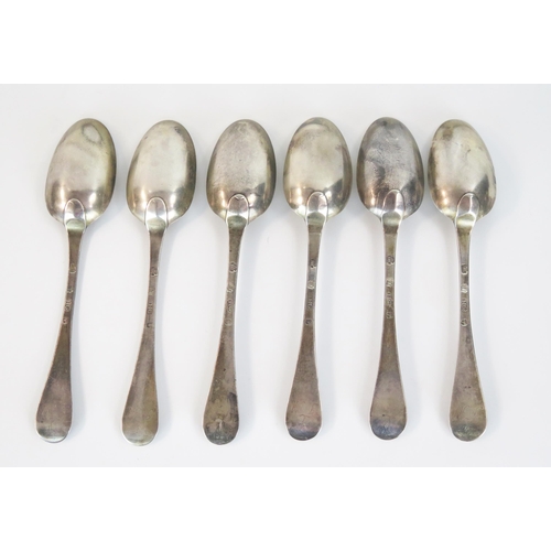 566 - A matched set of Six Georgian silver table spoons