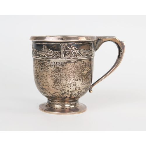 603 - A George V silver 'Peter Pan' Christening mug, Birmingham 1915, James Dixon and Son, engraved with a... 