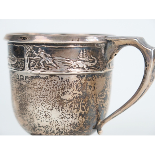 603 - A George V silver 'Peter Pan' Christening mug, Birmingham 1915, James Dixon and Son, engraved with a... 