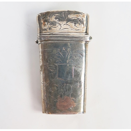 613 - A late 18th Century, unmarked silver, Lancet case, with interior no Lancets, engraved decoration, 5.... 