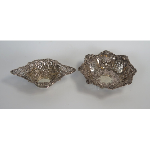 676 - Victorian Silver Two Handled Pierced Dish (Birmingham 1895) and one other, 80g