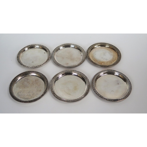 683 - Set of Six German Sterling Silver Coasters by Carl Ernst, 458g, 9.5cm diam.