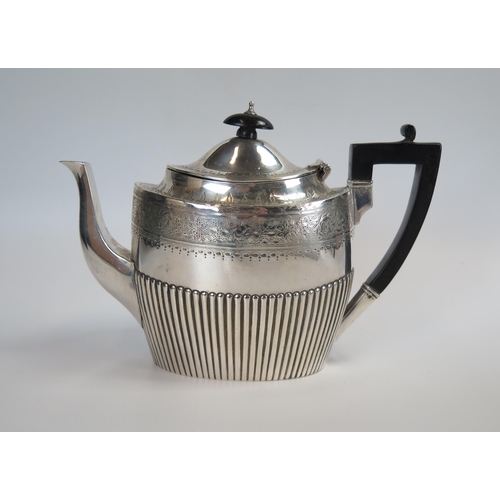 686 - George III Silver Teapot with chased foliate decoration, 27cm long, London 1802, CF, 423g